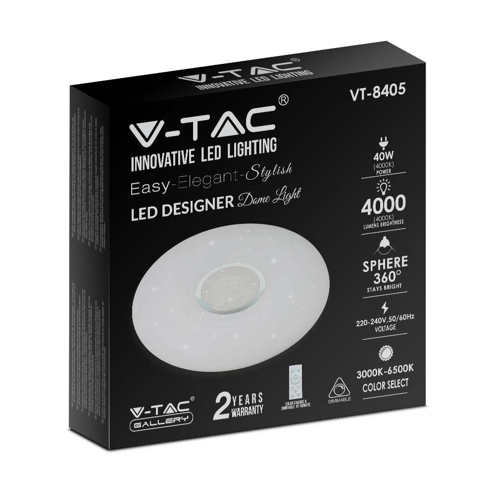 20W/40W/20W Dekoracyjny plafon LED, Barwa: 3w1, Ściemniany, Klosz z efektem diamentu, VTAC, SKU 2114941