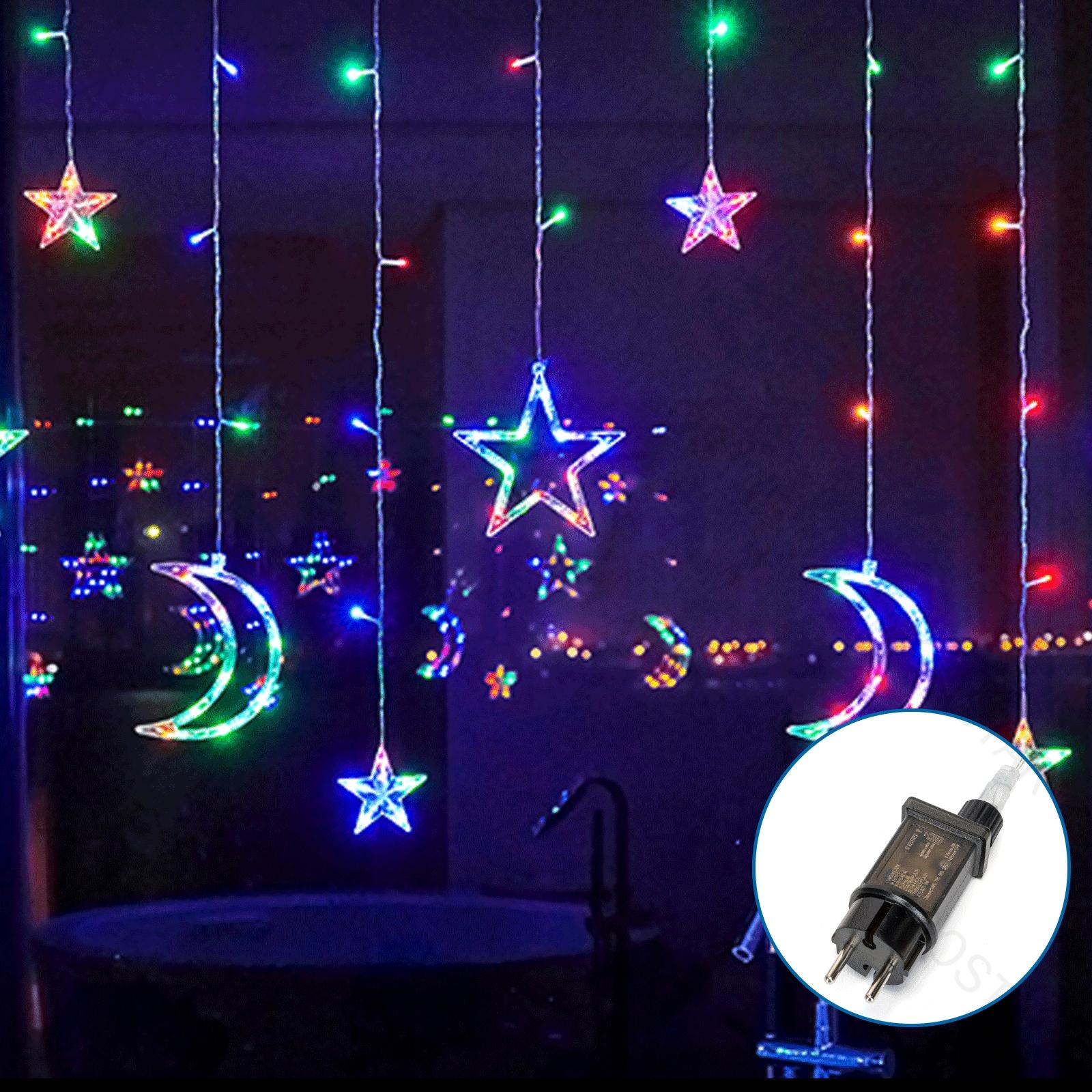 Low voltage connectable string lights, stars and moons (wave),RGBY, 3m+3m*0.6m, 12strips