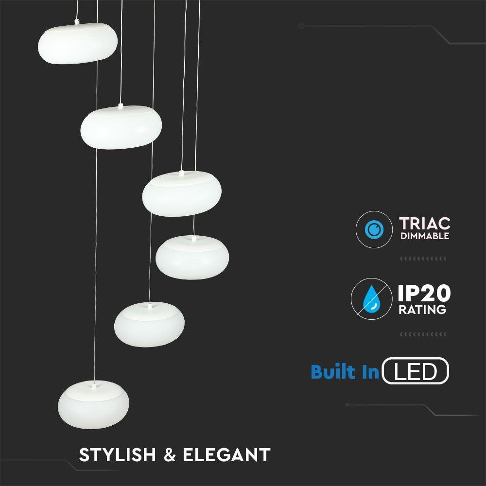 72W Lampa wisząca, Ściemnianie TRIAC, Barwa:3000K, Biały, VTAC, SKU 40011