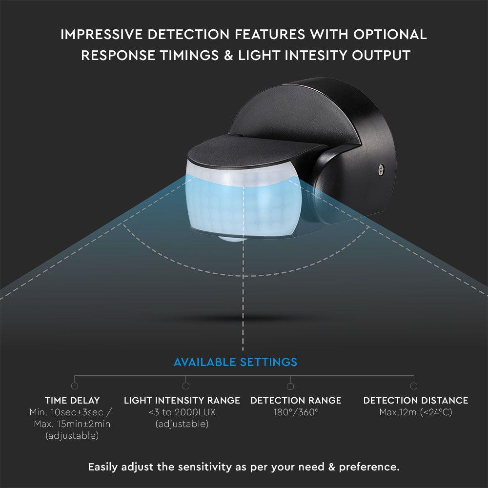 VT-8093 INFRARED MOTION SENSOR-BLACK BODY, IP65 (MAX:600W LED)