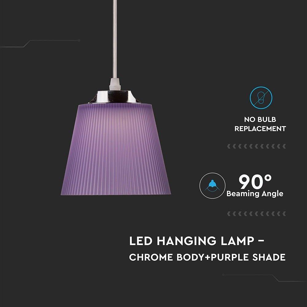 VT-1036 7W LED CEILING LAMP 4000K - CHROME BODY+PURPLE SHADE