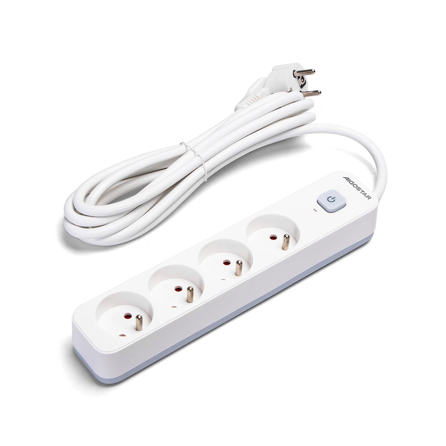 Power strips 4-way 3m H05VV-F 3G1.5m㎡ White and Gray