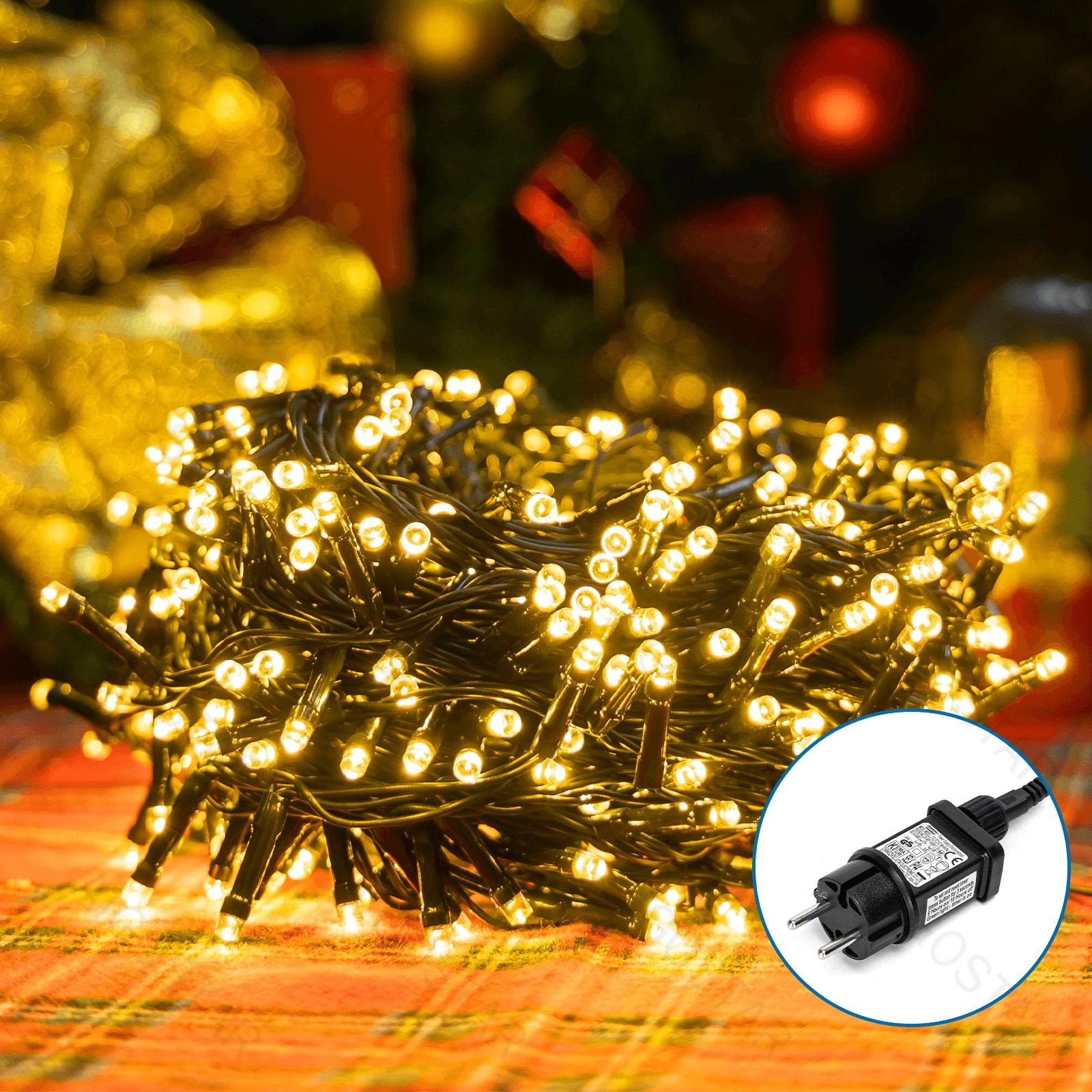 Low Voltage Flat String Lights-Warm White-3M+20M-400LED-5CM/LED-green black wire-8blink+time+IP44