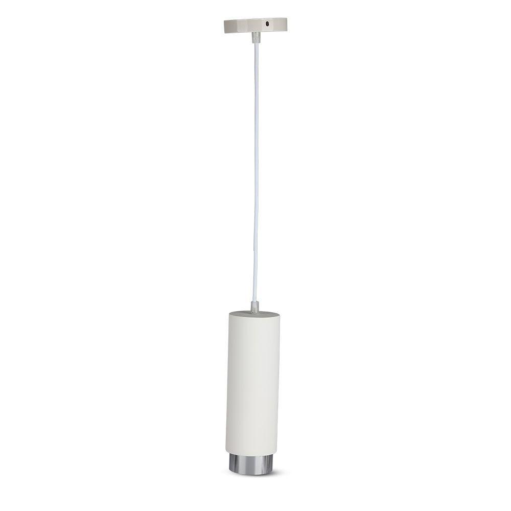 VT-864 GU10 SUSPENDED WHITE GYPSUM PENDANT METAL WITH CHROME BOTTOM