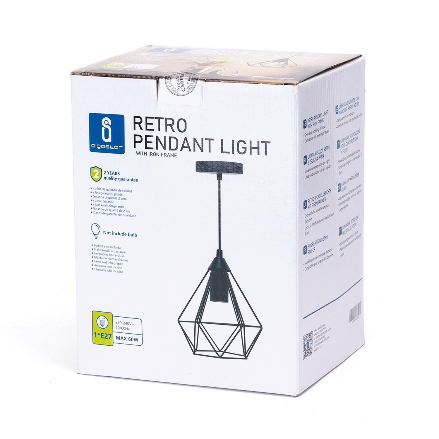 RETRO PENDANT LIGHT WITH IRON FRAME ( Steel )