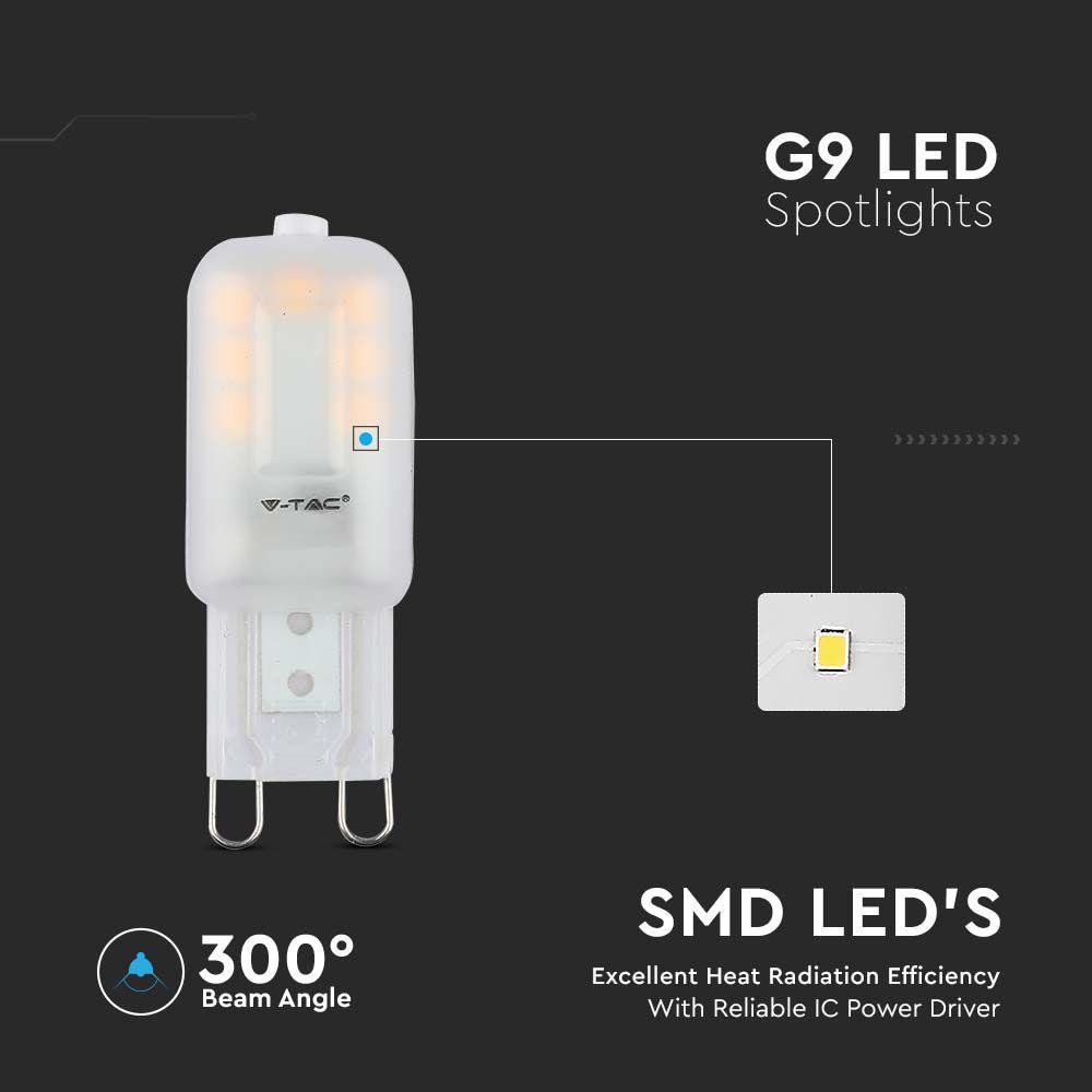 2.2W G9 Żarówka LED, Chip SAMSUNG, Barwa:6500K, Trzonek:G9, VTAC, SKU 21245