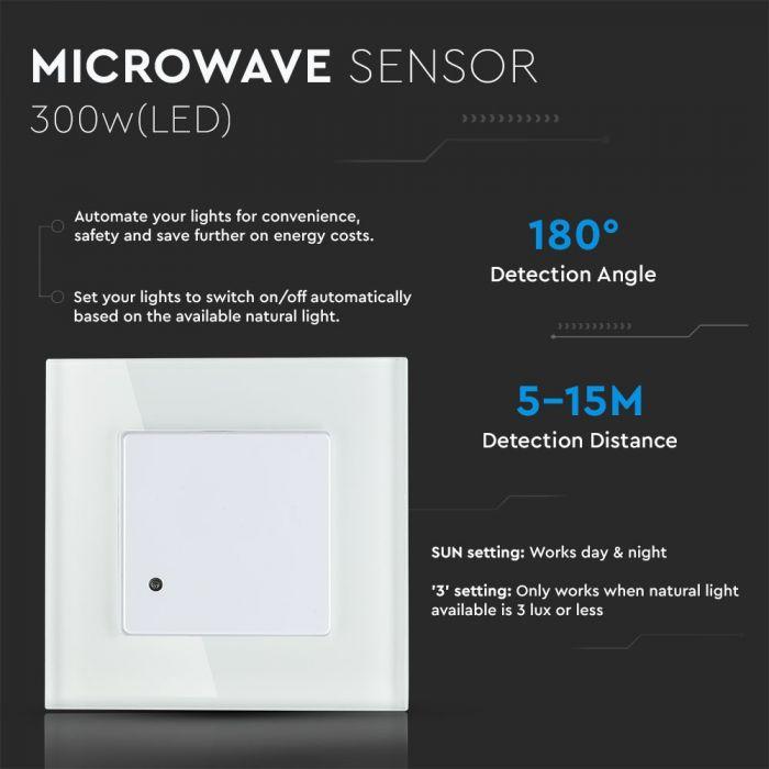 VT-8084 MICROWAVE SENSOR -WHITE (MAX:300W LED)