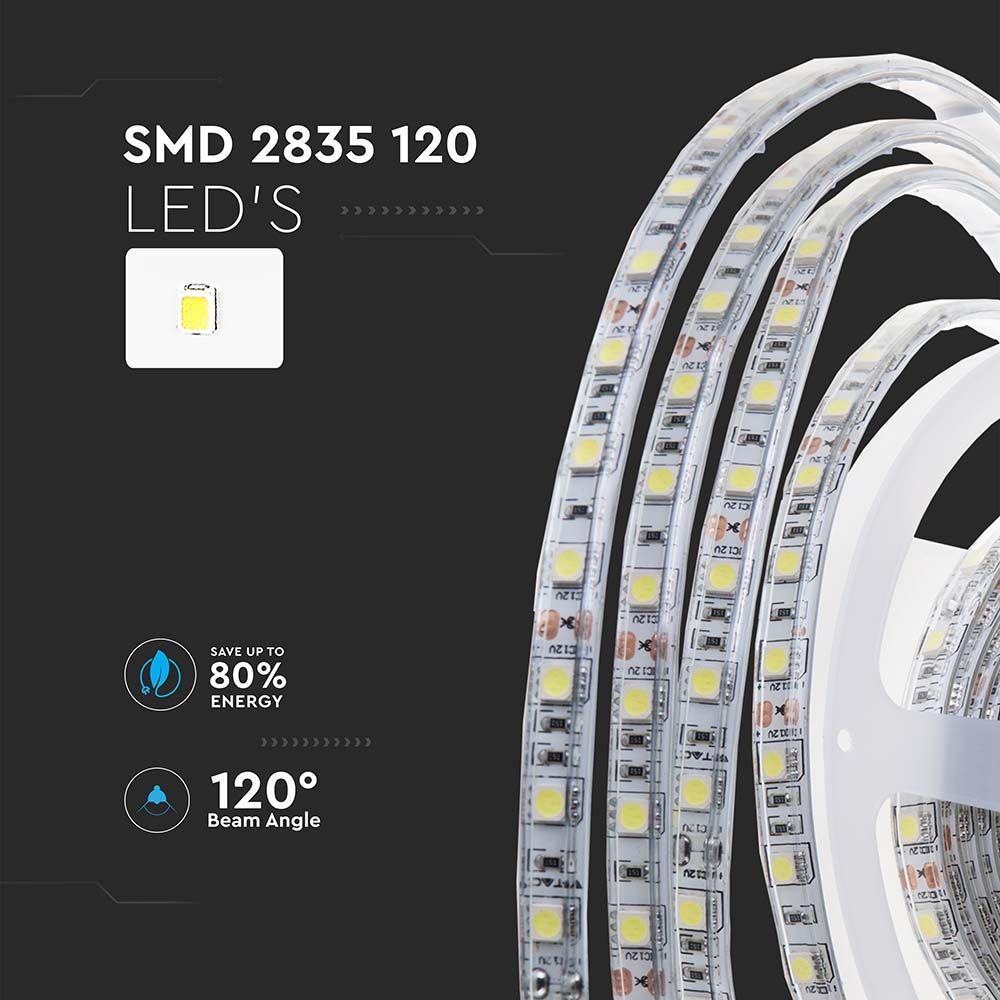 VT-2835 120 8W/M LED STRIP LIGHT 4000K IP65 24V DOUBLE PCB (10M/ROLL)(PRICE PER M)