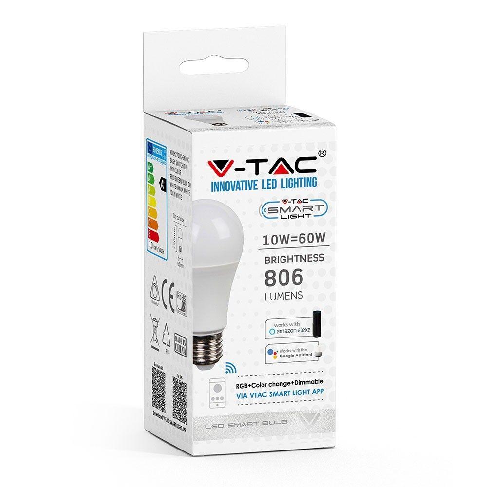 VT-5119 10W A60 BULB COMPATIBLE WITH ALEXA & GOOGLE HOME RGB+WHITE E27