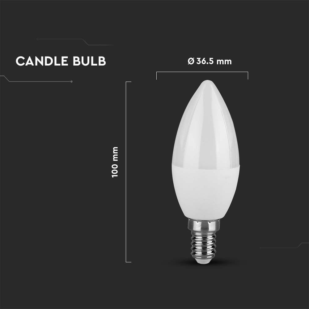 4.5W C37 Żarówka LED, Chip SAMSUNG, Barwa:6500K, Trzonek:E14, VTAC, SKU 21173