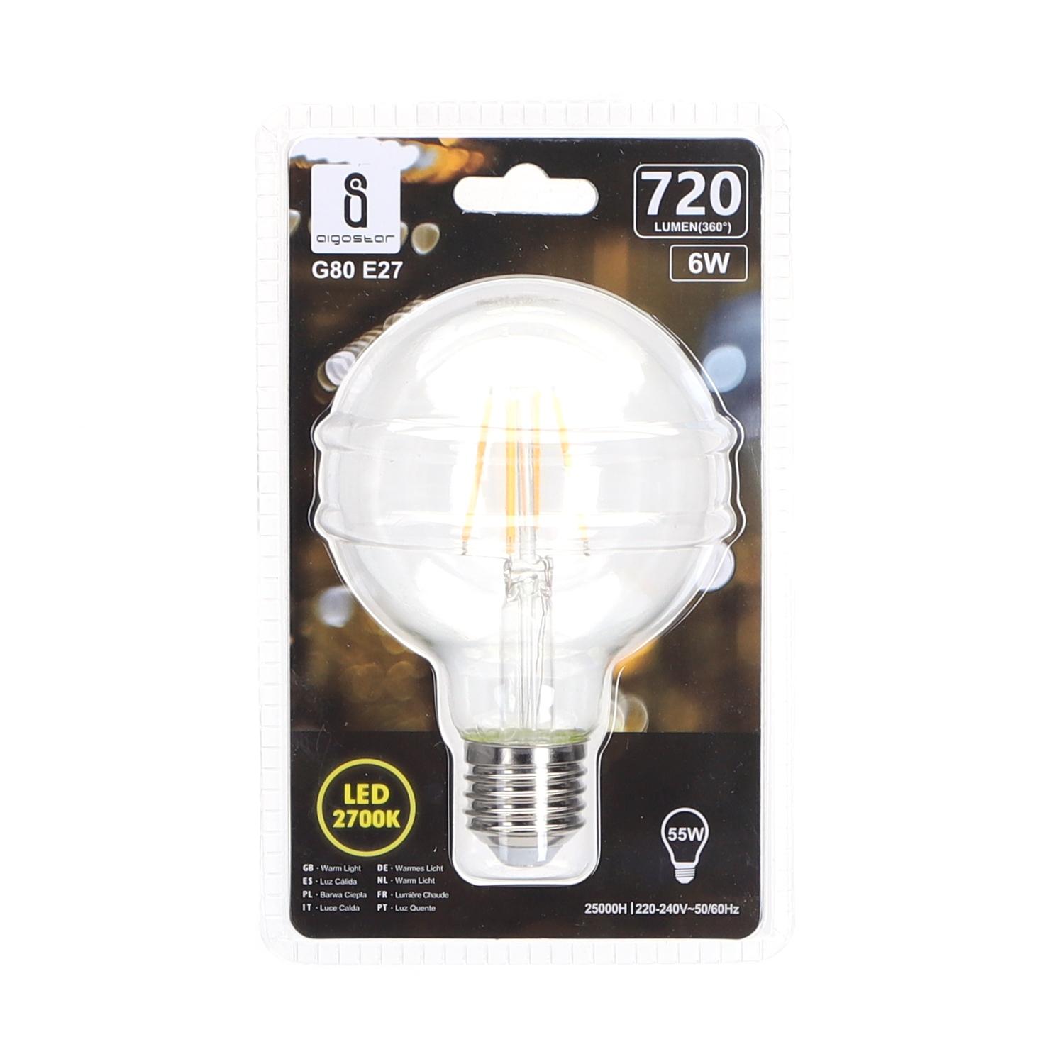 LED Filament Bulb (Clear) G80 E27 6W