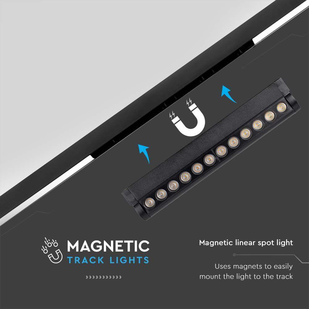 12W Lampa LED na szynoprzewód MAGNETIC regulowana, Barwa: 3000K, Obudowa: Czarna , VTAC, SKU 10261