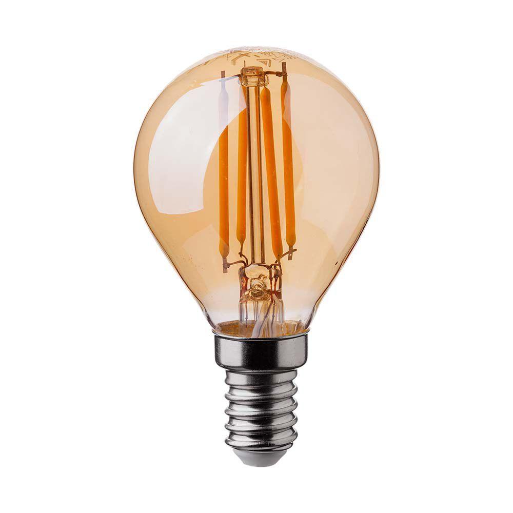 4W P45 Żarówka LED Filament, Klosz Bursztynowy, Barwa:2200K, Trzonek:E14, VTAC, SKU 214499