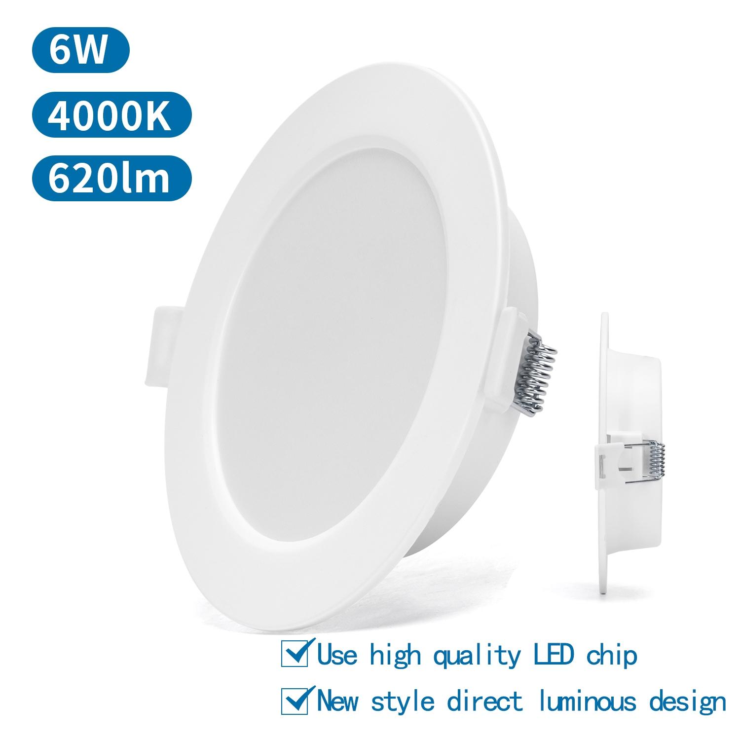 Downlight okrągły podtynkowy LED E6 6W Światło naturalne(6W,4000K,Barwa Neutralna,620lm)