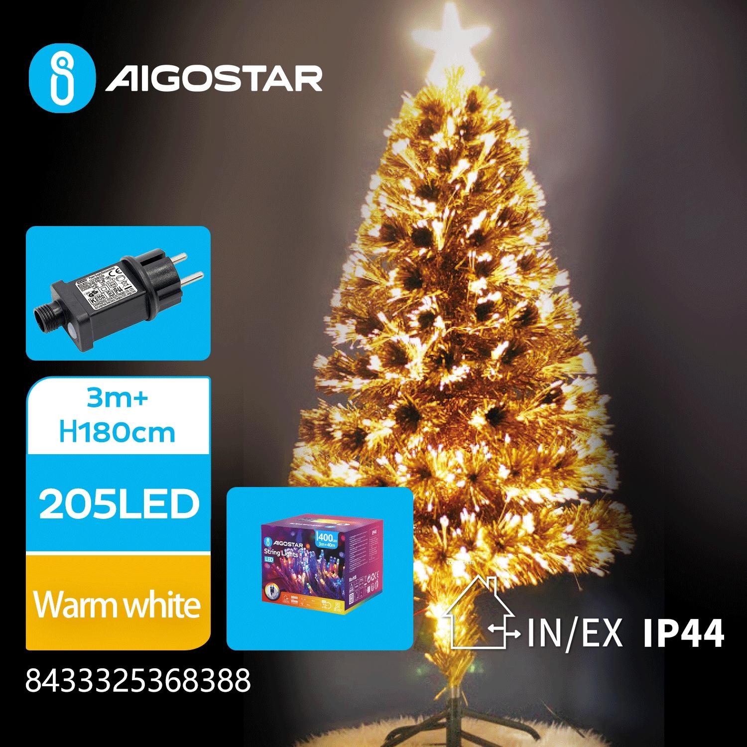 Christmas decorations-Low voltage adapter Pure Fiber tree-180CM-Warm white-8blink+time-IP44