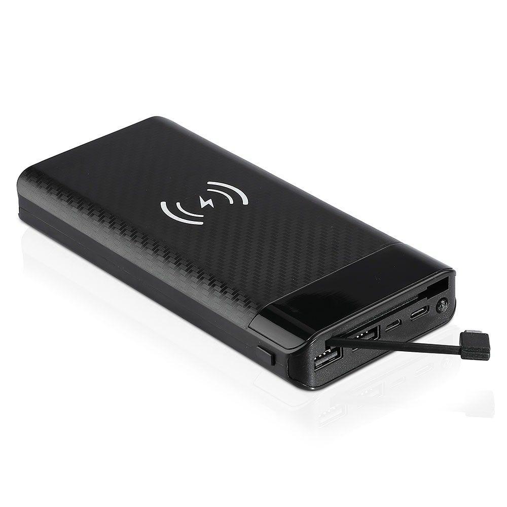 VT-3508 20000mah WIRELESS POWER BANK WITH MICRO USB CABLE-BLACK