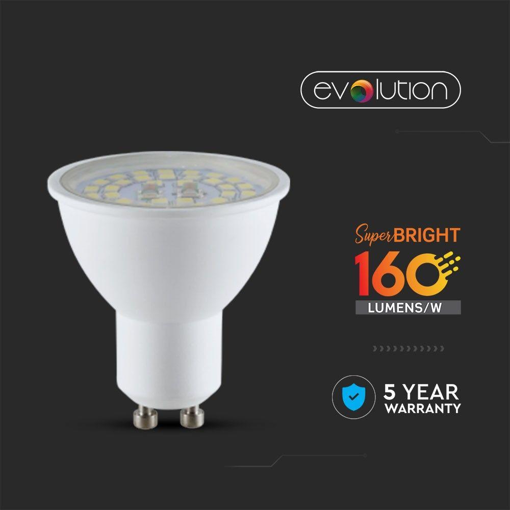 5W GU10 Żarówka LED, Klosz Transparentny, Barwa:4000K, Skuteczność: 160lm/W, Trzonek: GU10, VTAC, SKU 2838