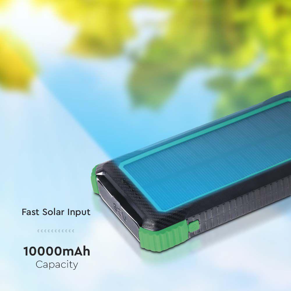 Power Bank, Ładowanie solarne, 10000mAh, Czarny, VTAC, SKU 7835