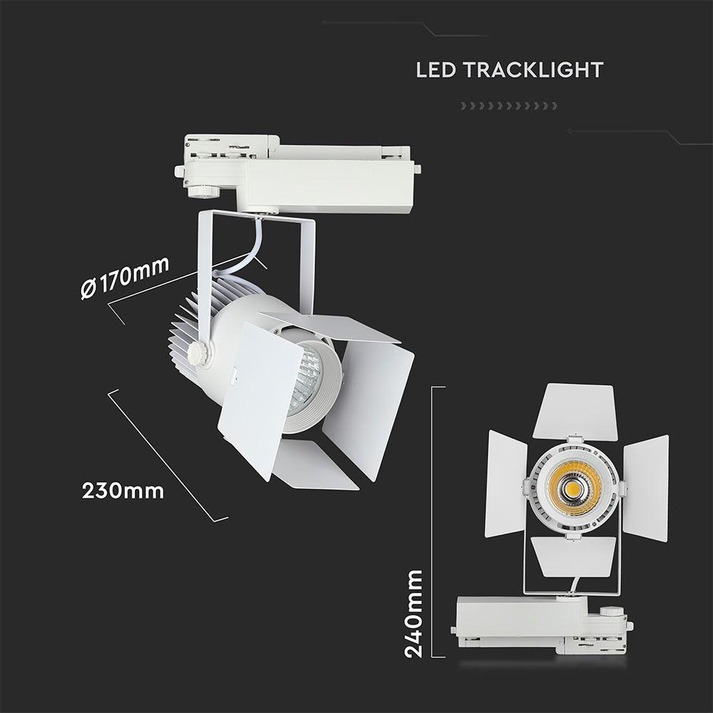 VT-433 33W LED TRACKLIGHT SAMSUNG CHIP 5000K 5 YRS WTY,WHITE BODY