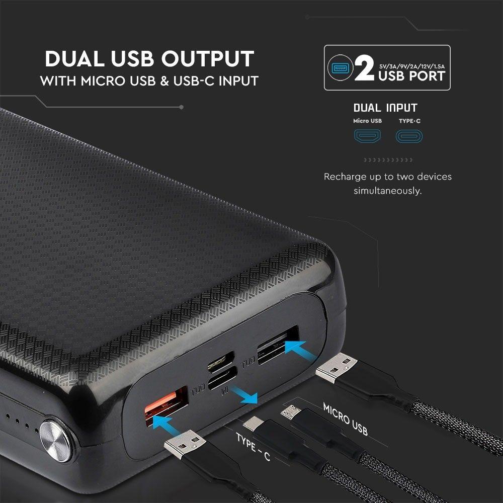 VT-3519 30000mah POWER BANK WITH DUAL USB-BLACK