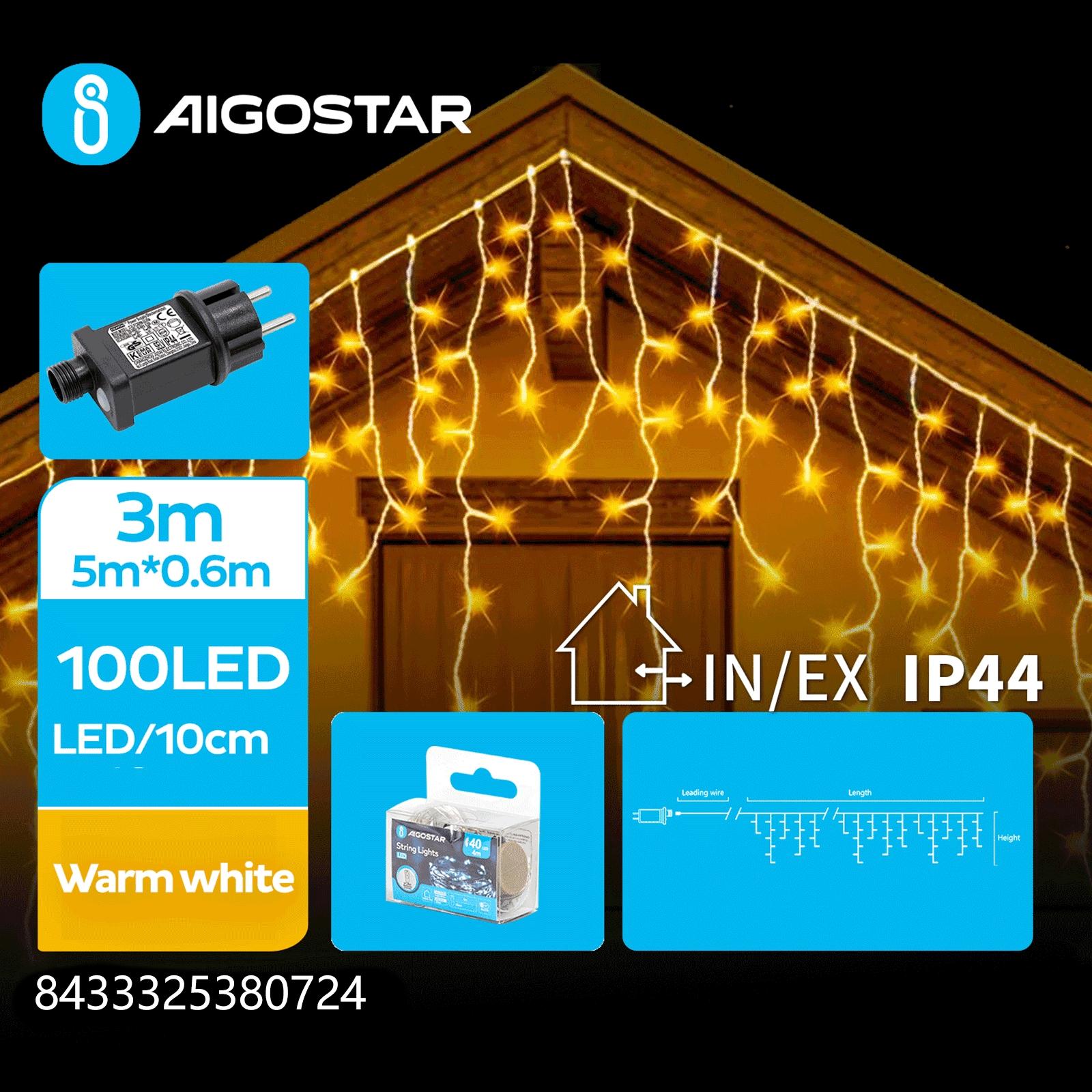 Low voltage icicle (wave) flat string lights, warm white, 5m*0.6m