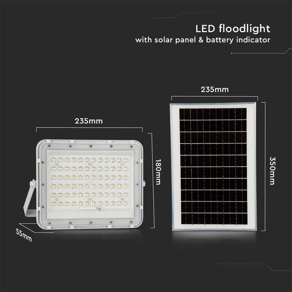 15W Solarny naświetlacz LED z czujnikiem zmierzchu, Panel z przewodem: 3m, Pilot, Bateria 12000mAh/ Barwa:6400K, Obudowa: Biała, VTAC, SKU 7843