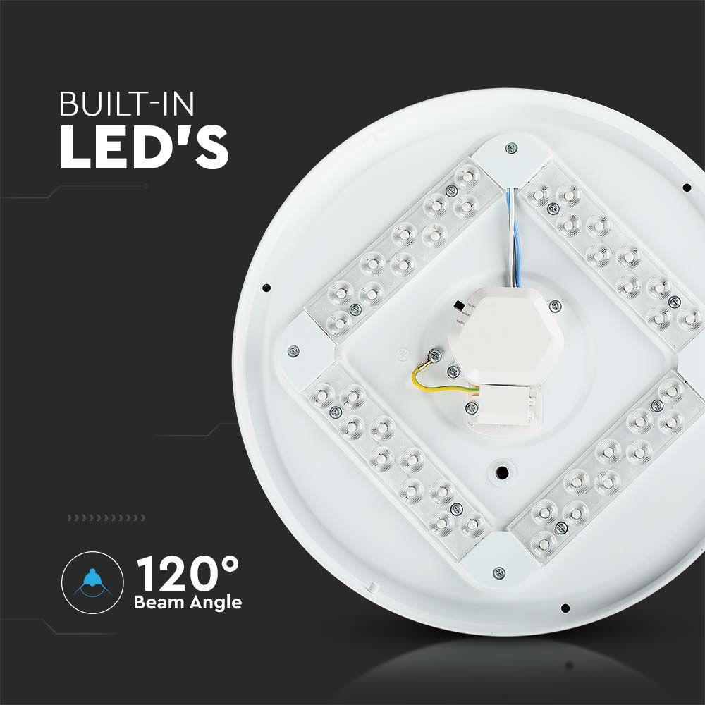 18W Plafon LED DOME, Średnica: 310, Klosz: Efekt gwiazdek, Barwa:3w1, VTAC, SKU 217604