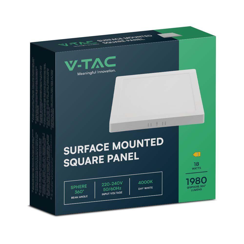 VT-60018 18W BACKLIT SURFACE MOUNTED PANEL 6500K SQ