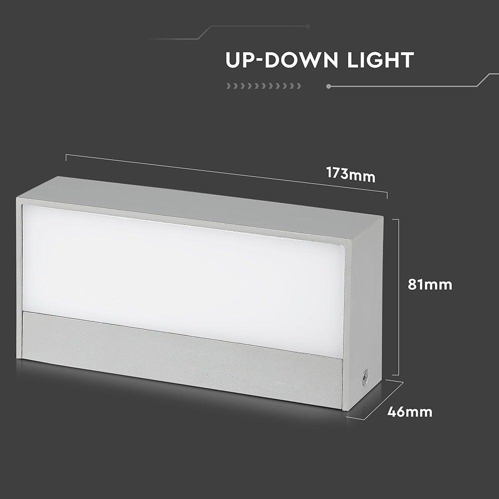 9W Lampa ścienna LED, Kierunek: Góra-Dół, Barwa:4000K, Obudowa: Szary, VTAC, SKU 8240