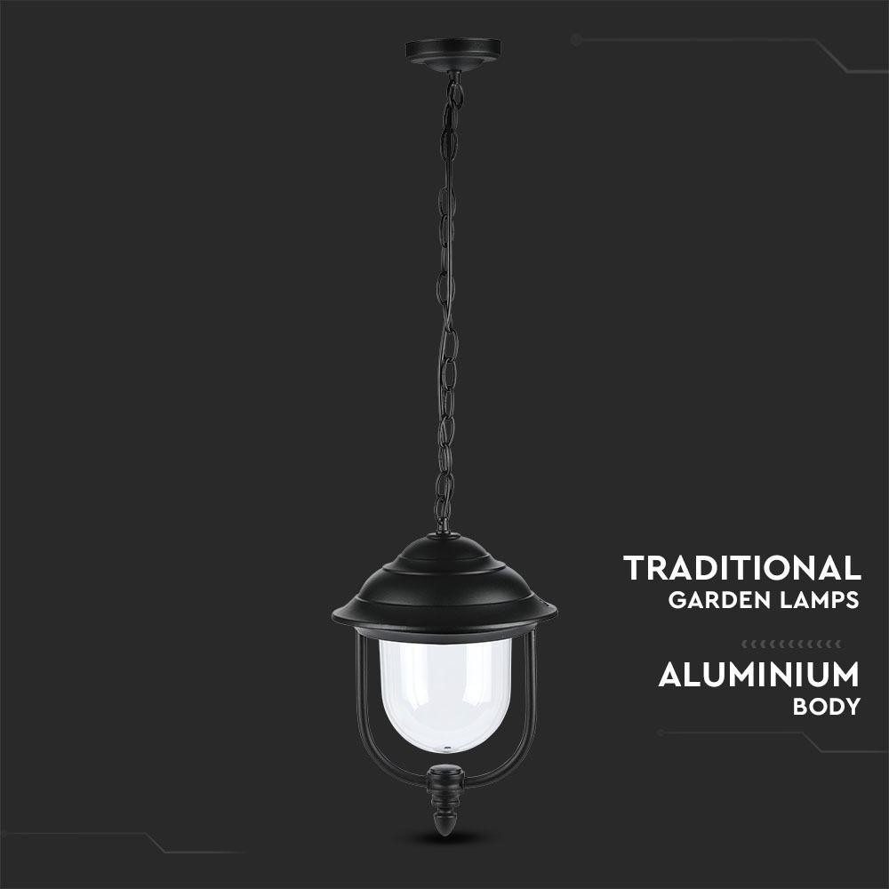 Lampa ogrodowa wisząca 1xE27, Retro, Czarny, IP44, VTAC, SKU 7529