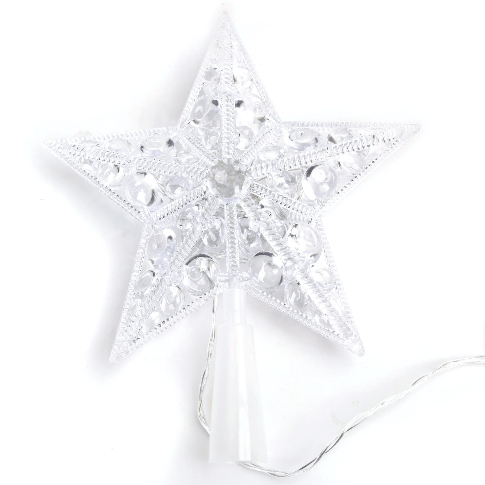 3AA Battery String Lights-17CM treetop star-Cool White-10LED-transparent wire-ON/OFF/blinkIP20