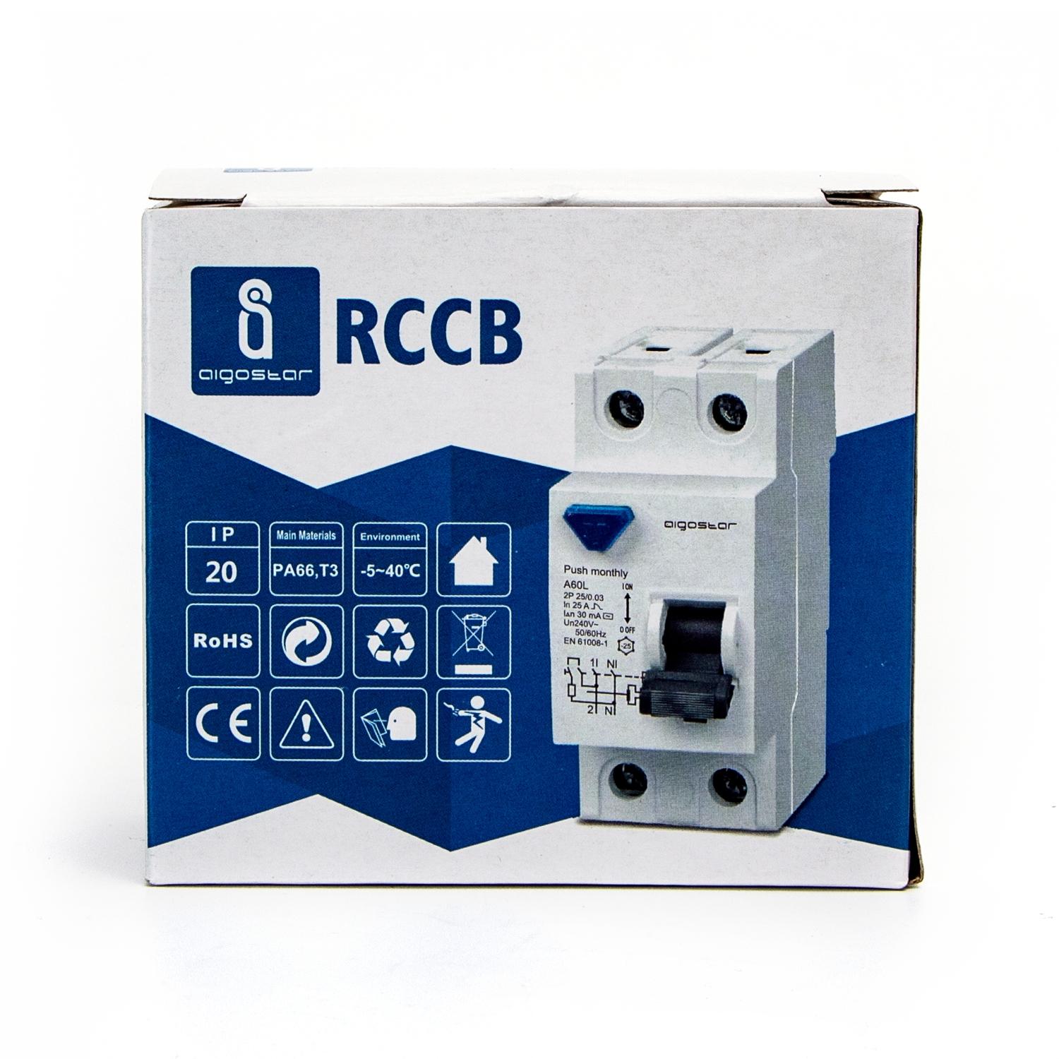 Residual Current Circuit Breaker 2P 50A 30mA AC Gray