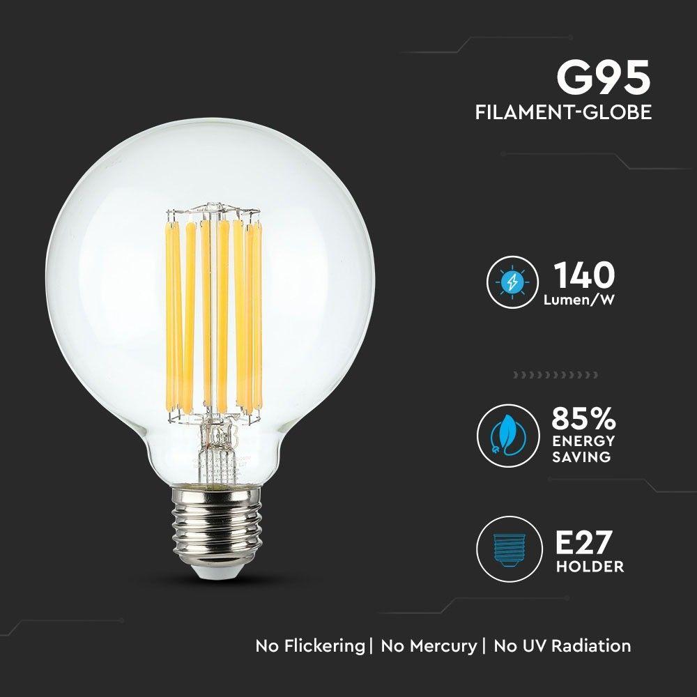 VT-2338 18W G95 LED FILAMENT BULB 3000K E27(135LM/WATT)