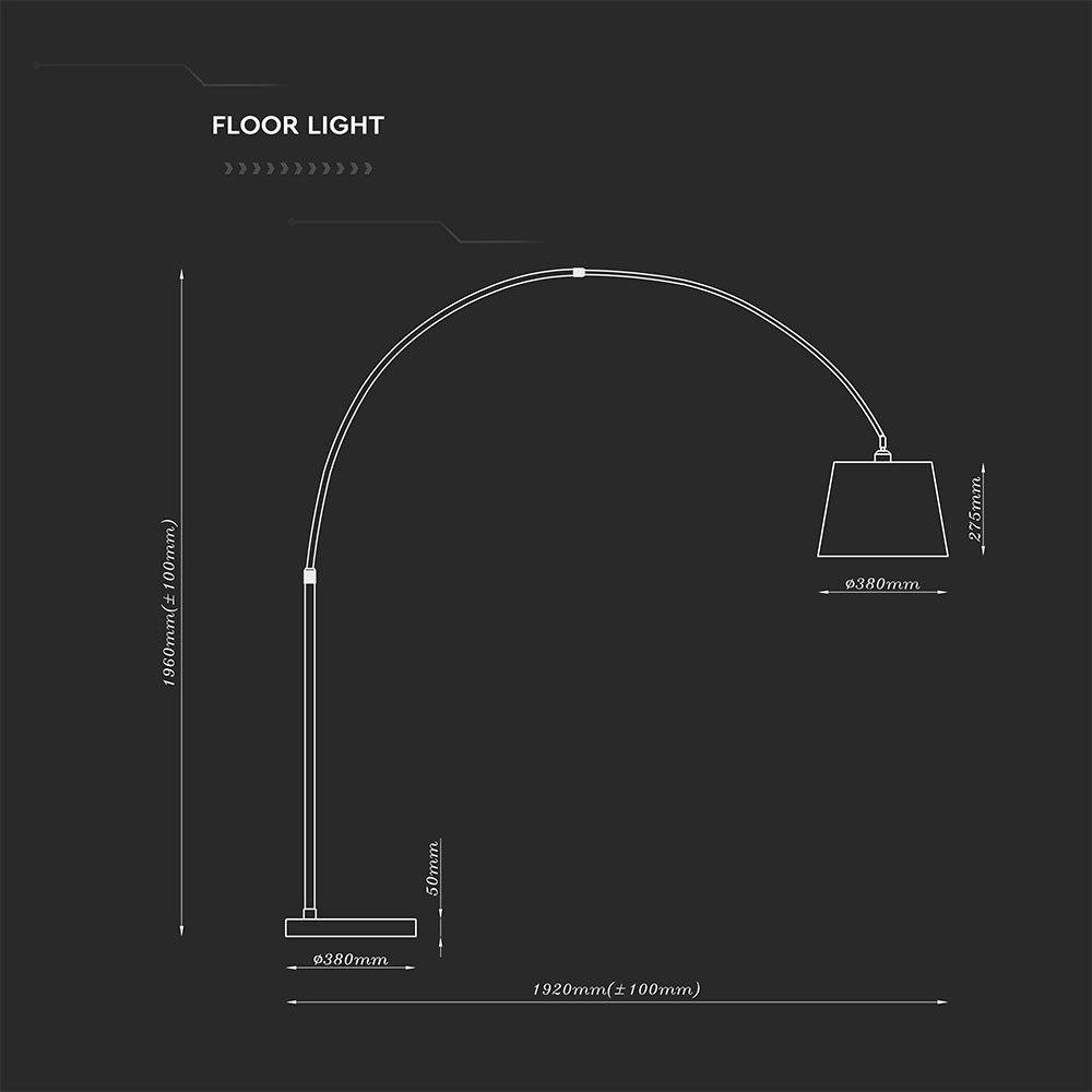 60W Lampa podłogowa na wysięgniku, Podstawa: Marmur, Kość Słoniowa, Trzonek: 1xE27, VTAC, SKU 8565