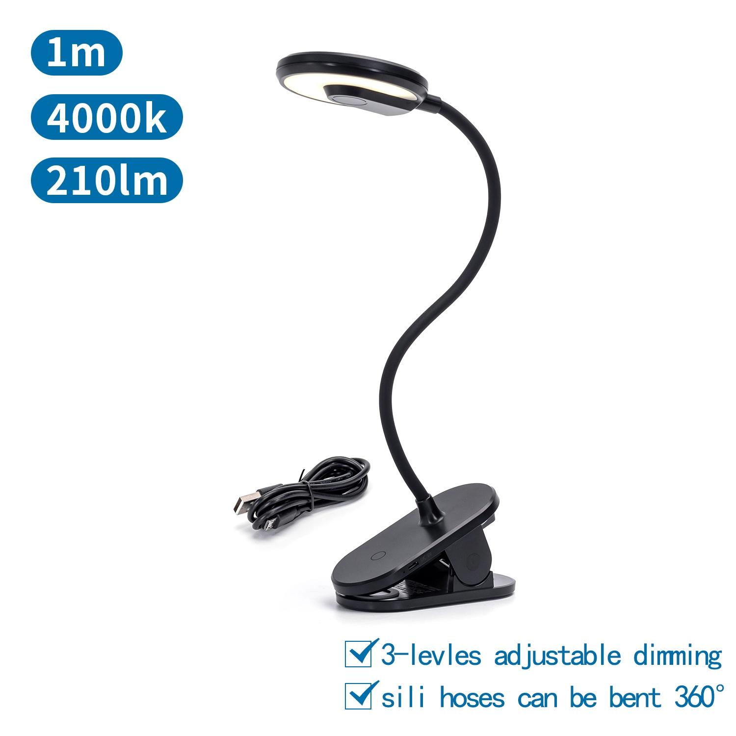 LED Rechargeable Clip Light Black 2.5W 4000K