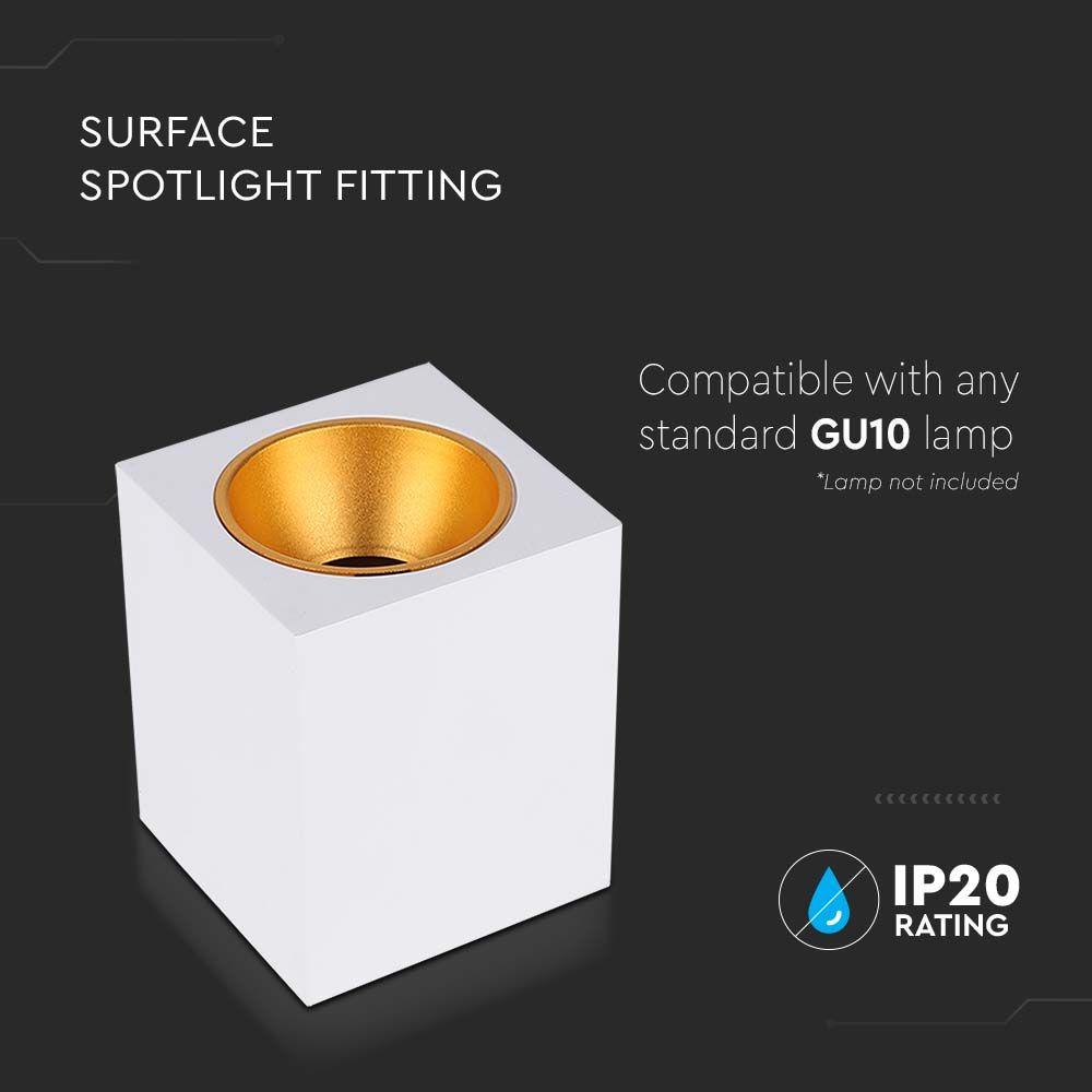 VT-979 SURFACE MOUNTED GU10 FITTING SQUARE WHITE