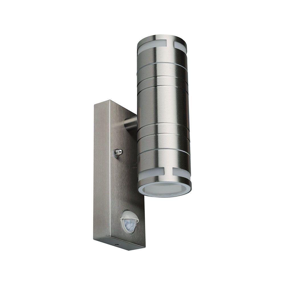 VT-7632S GLASS GU10 WALL FITTING SENSOR STAINLESS STEEL BODY(H:21.5CM) 2 WAY IP44