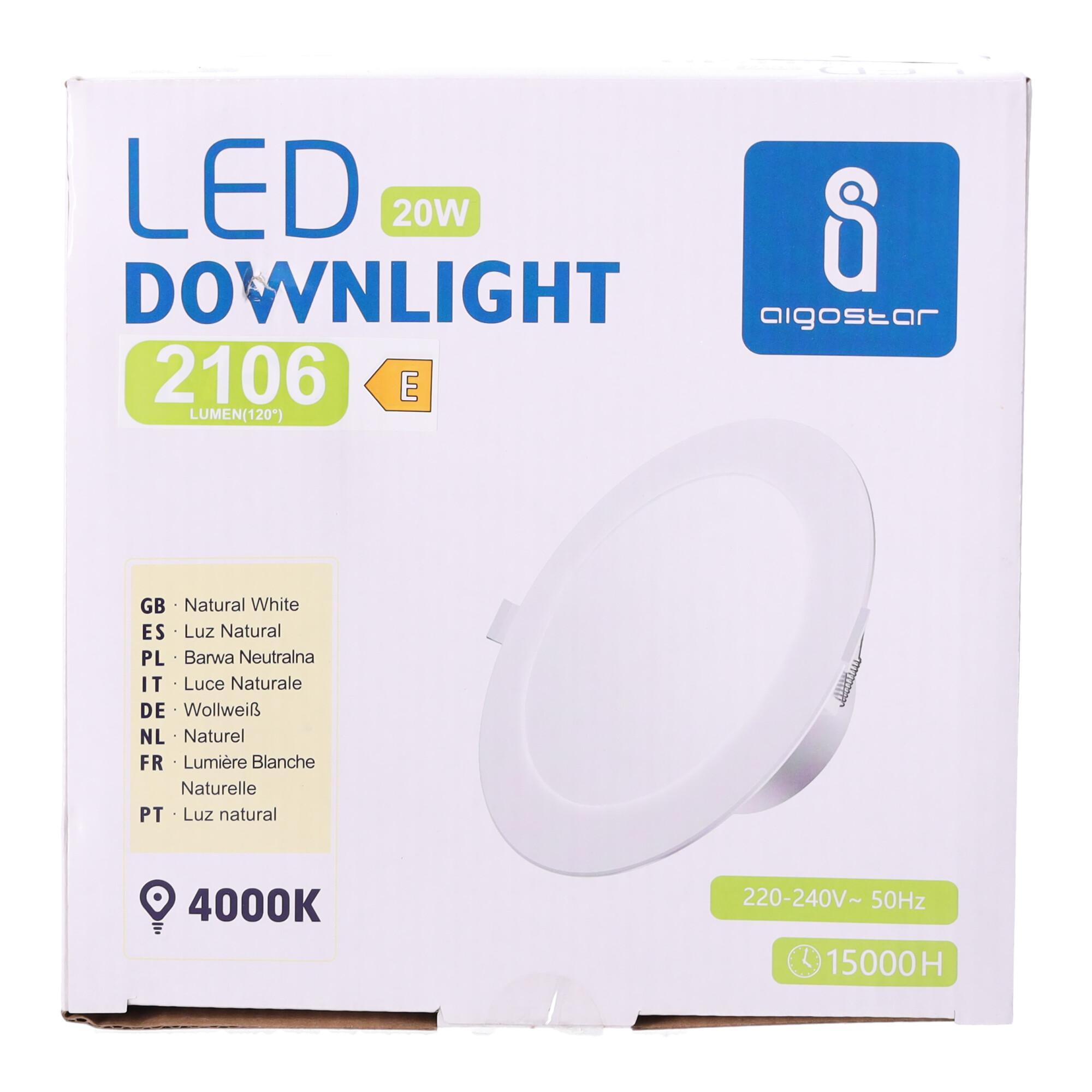 Podtynkowa okrągła lampa LED/Downlight 20W 4000K