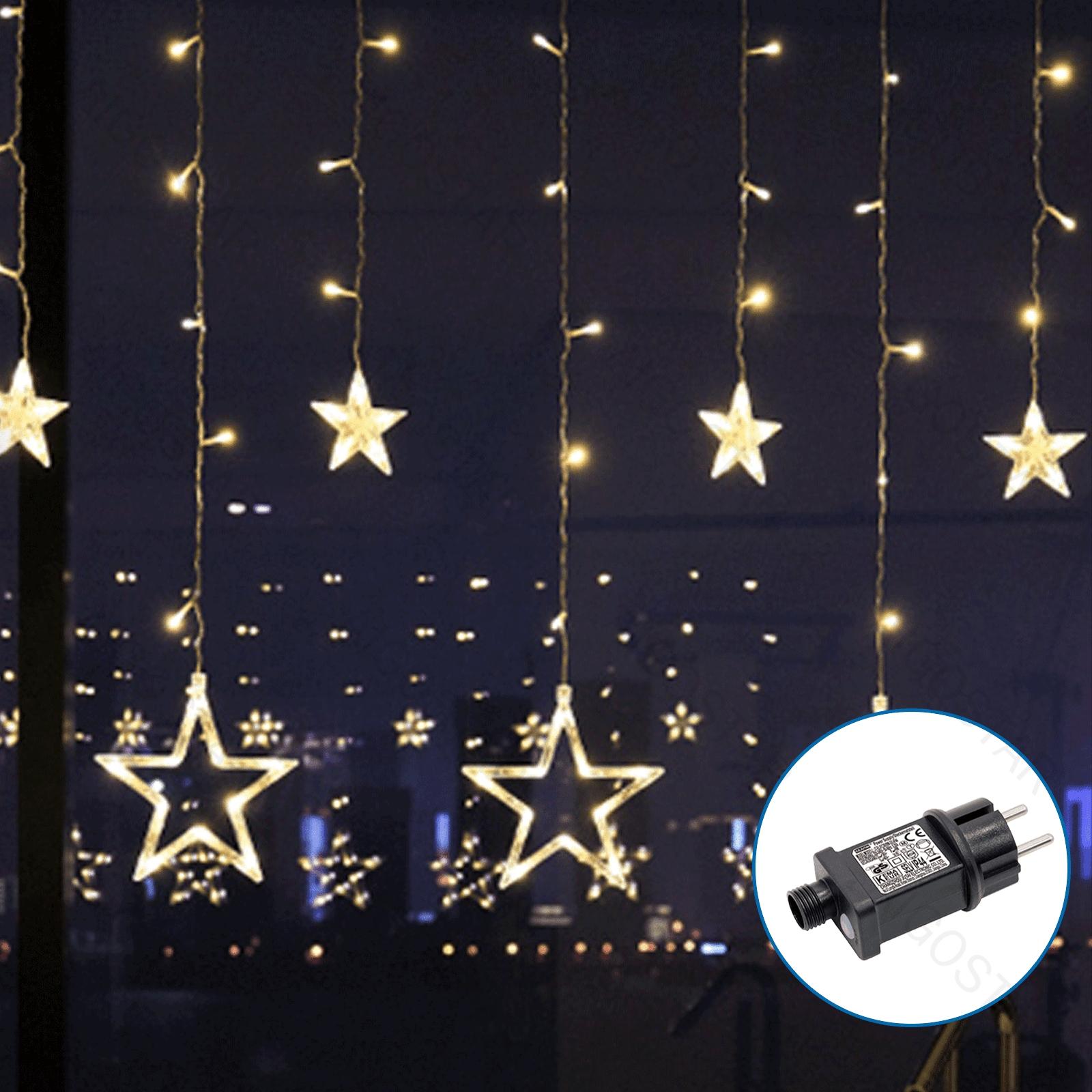 Low voltage connectable string lights, stars (wave), warm white, 3m+3m*0.6m, 12strips