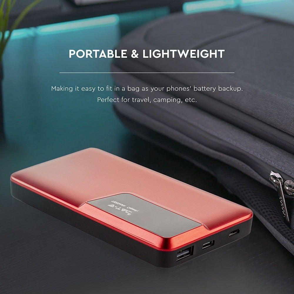 VT-3511 10000mah POWER BANK WITH DIGITAL DISPLAY & USB TYPE-C-RED