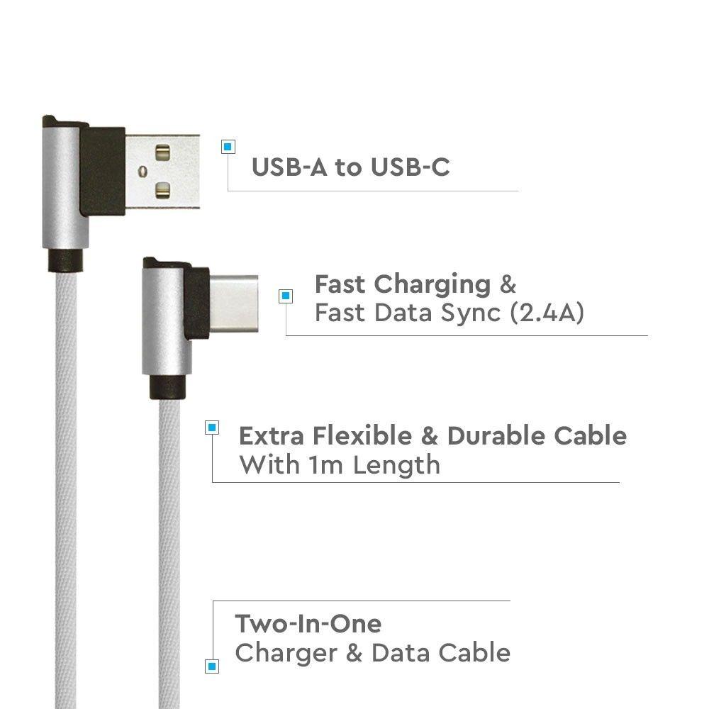 Przewód USB typ: C, 1m, Szary, VTAC, SKU 8639