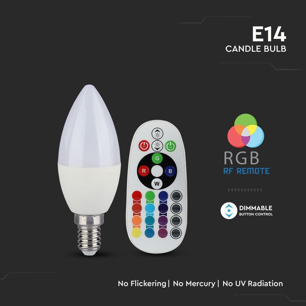 VT-2214 3.5W CANDLE BULB (RF CONTROL - DIMMABLE) RGB+3000K DIMMABLE E14