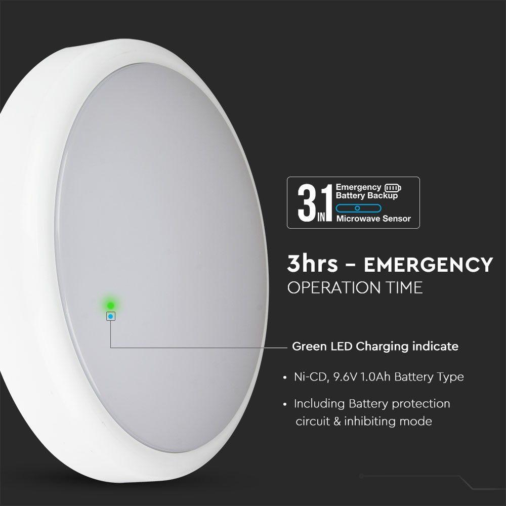 VT-14SE 14W LED DOME LIGHT(EMERGENCY BATTERY) SAMSUNG CCT:3IN1 IP65 3YRS WTY