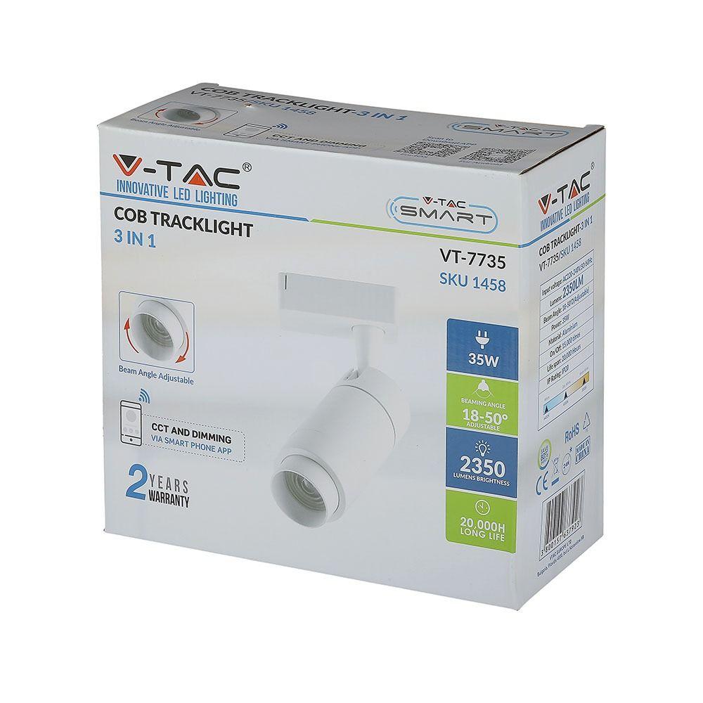 VT-7735 35W SMART LED TRACKLIGHT (DIMMABLE VIA APP) CCT(3IN1)-WHITE BODY