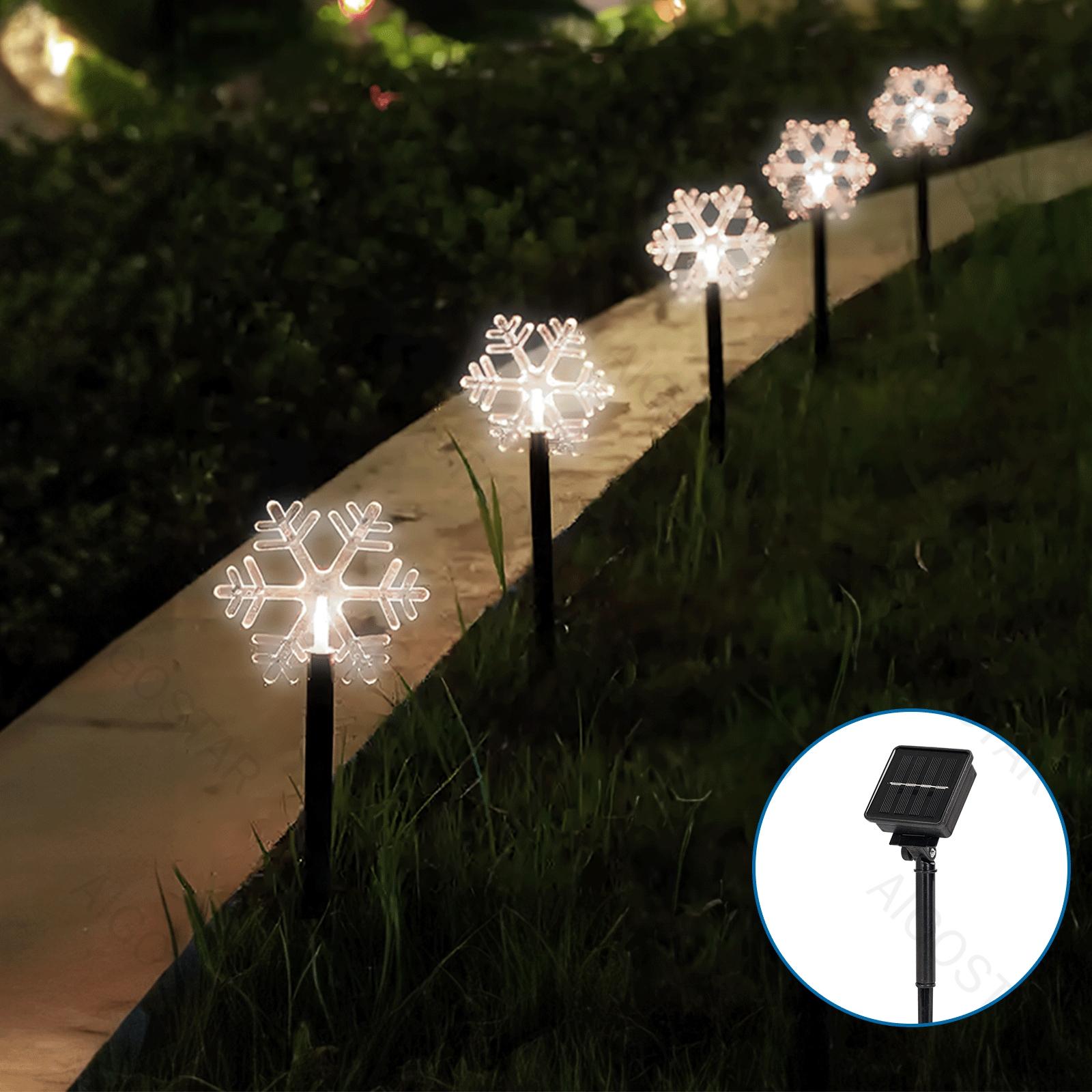 Solar snowflake ground-inserted light, cold white, 1m