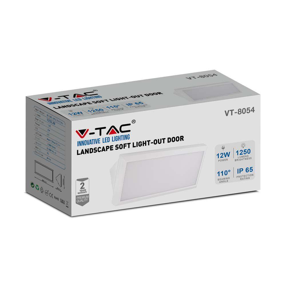 12W Lampa ścienna LED, Ukośna, Barwa:6400K, Obudowa: Biała, VTAC, SKU 6815