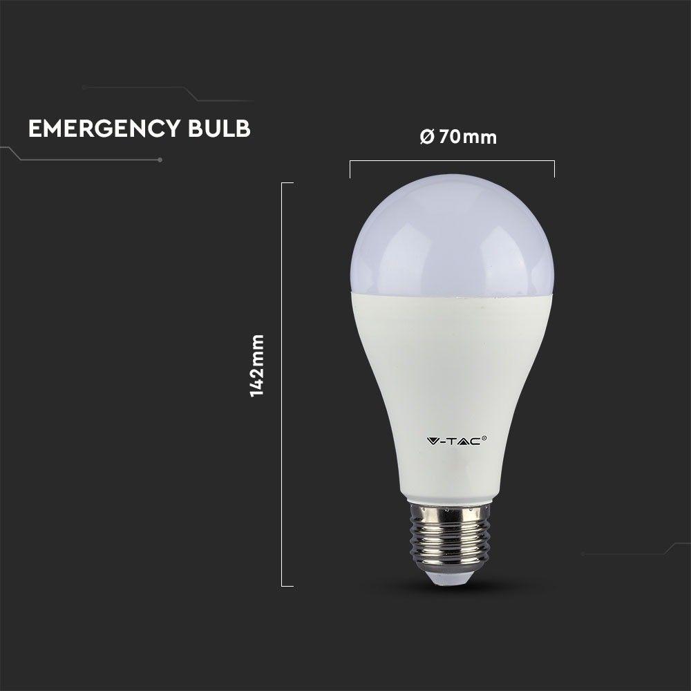 9W A70 Żarówka LED, Chip SAMSUNG, Zasilanie awaryjne(3Godziny), Barwa:6400K, Trzonek:E27, VTAC, SKU 2373