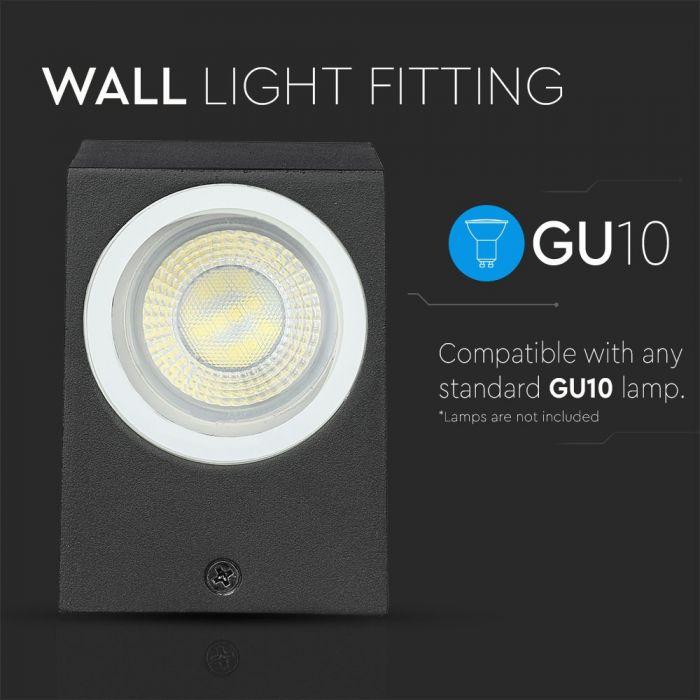 VT-7651 1 WAY GU10 WALL FITTING(ALUMINUM)SQUARE-BLACK, IP44