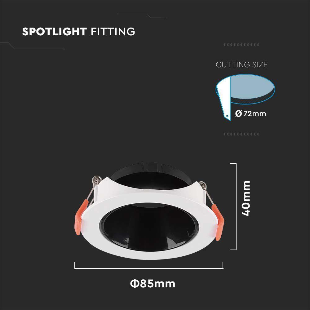 VT-931 GU10 FITTING ROUND WHITE FRAME+BLACK REFLECTOR