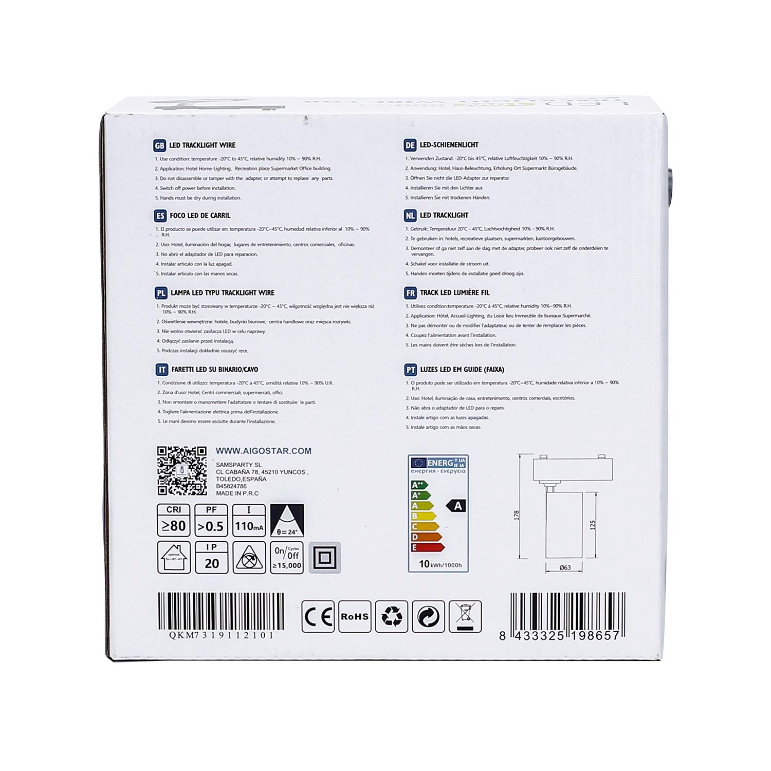 Światło dwutorowe LED, 10W, 6500K, 800lm